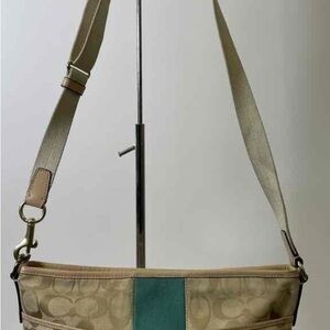 Coach Beige and Teal Shoulder Bag